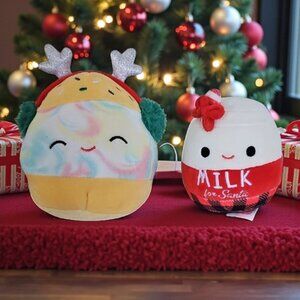 2 Squishmallows plush toys Melidy Ice Cream Sandwich 5-in & MILK for Santa 4-in